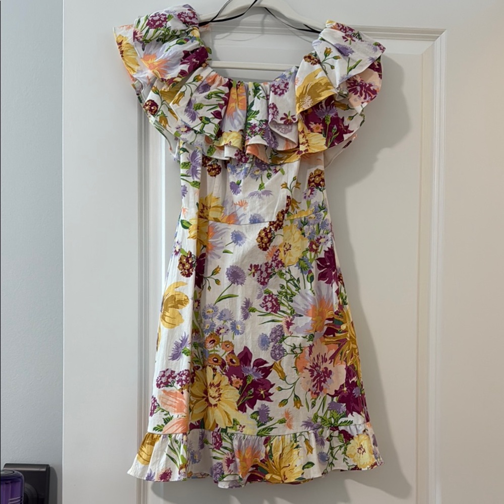 H&M linen floral dress XS NWT